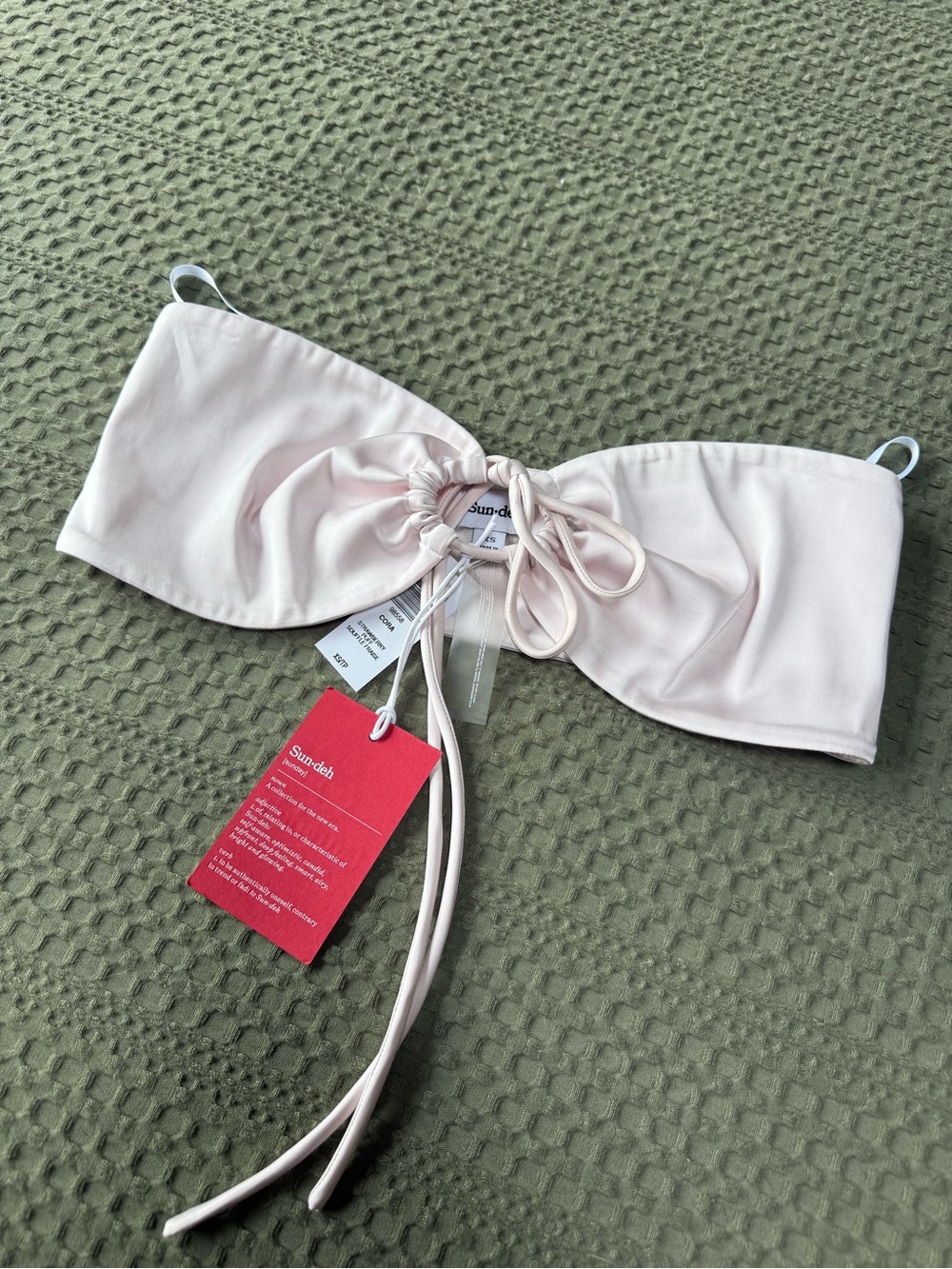 Aritzia pale pink bandeau tie-front top